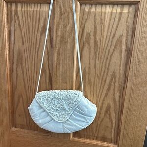 Vintage Miriam White Leather Clutch Bag